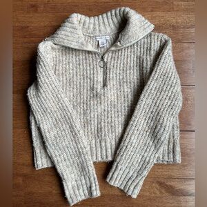 Sincerely Jules Quarter Zip Beige  Cropped Sweater Size XS